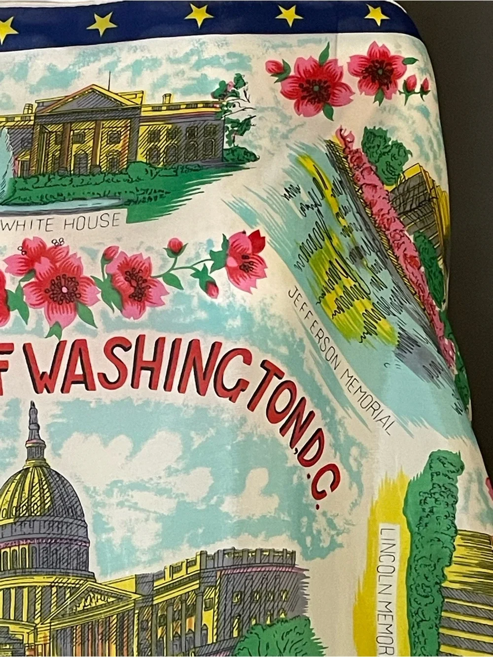 Rare Vintage 50s 60s Washington DC Souvenir Scarf 28 In Excellent Condition